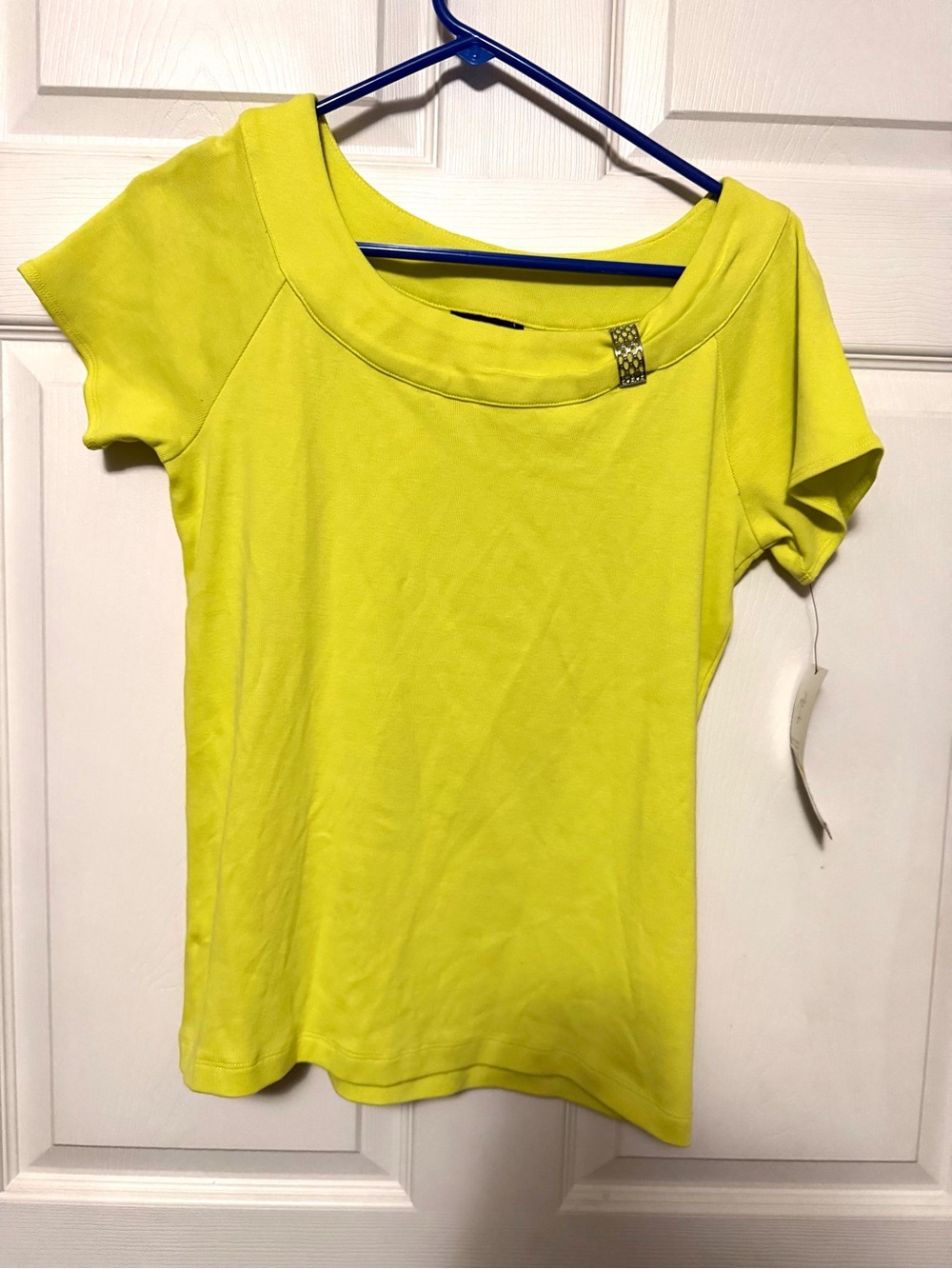 Rafaella Neon Yellow Short Sleeve Scoop Neck Top